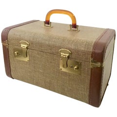 Leather Brass & Lucite Used Travel Train Case