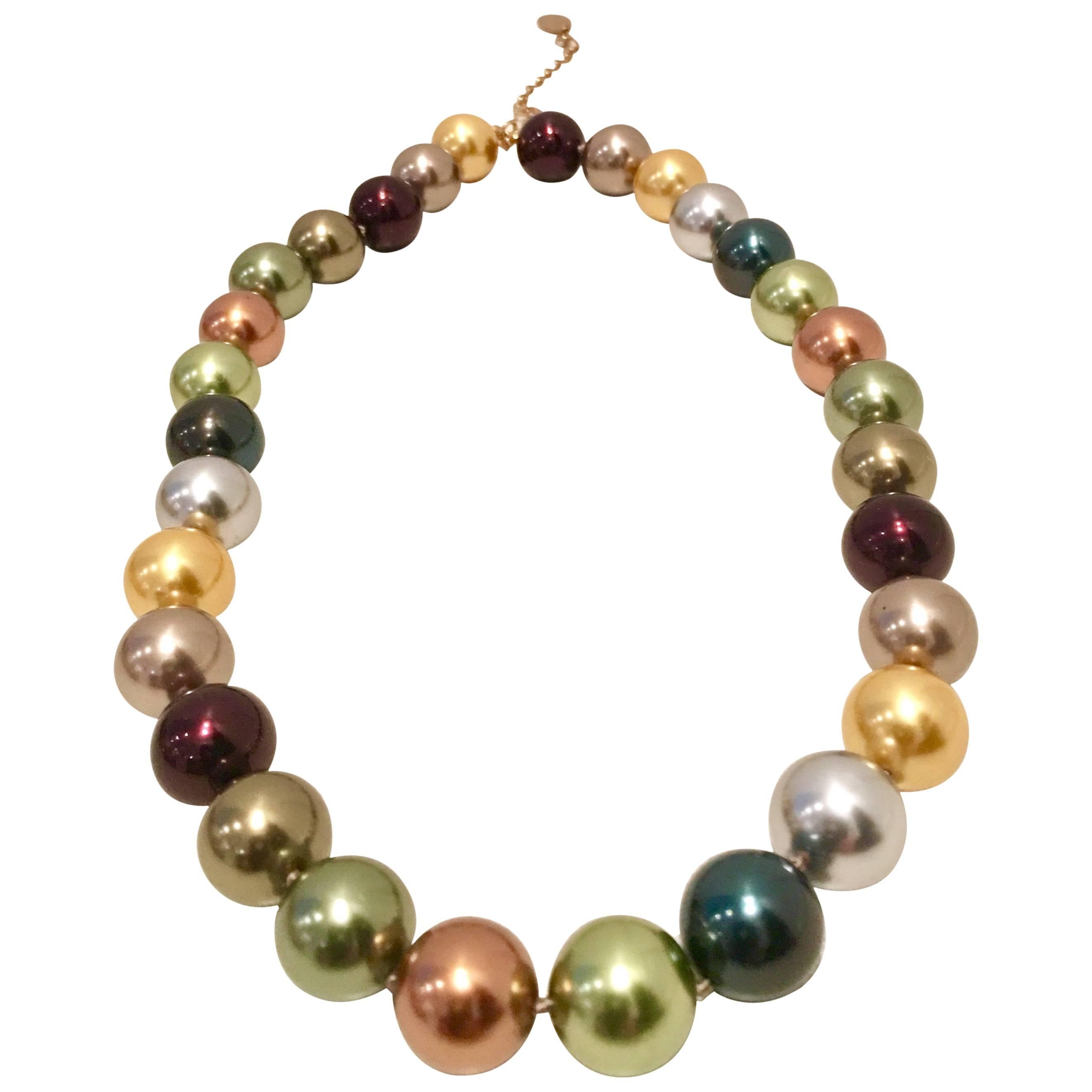 80's Kenneth Jay Lane Faux Pearl Choker Necklace For Sale