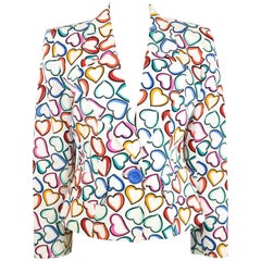 Yves Saint Laurent White Multi Colours "Hearts" Blazer