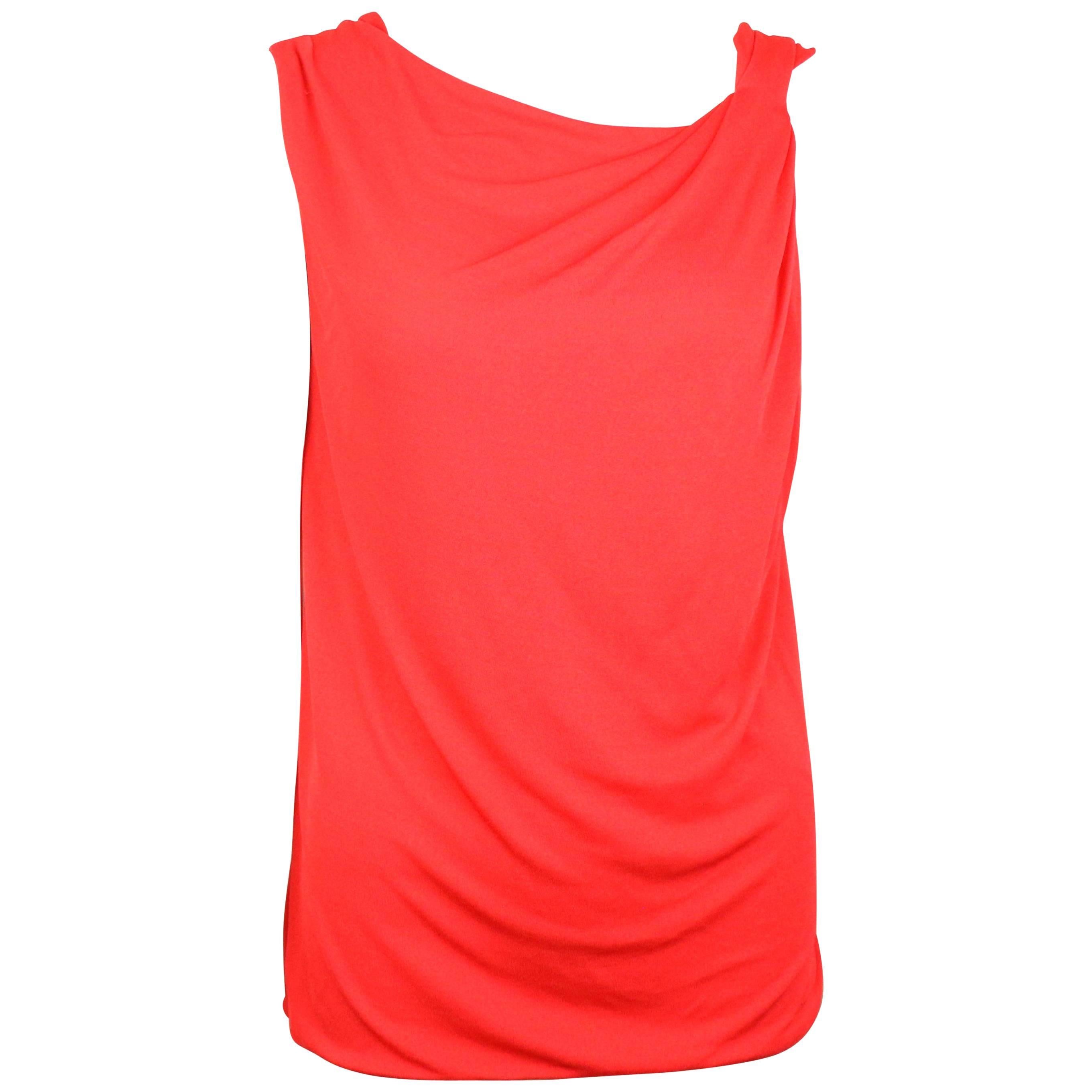 Gianni Versace Couture Red Asymmetric and Deep-V Cutting At Back Tank Top