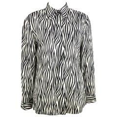 Vintage Gianni Versace Couture Black and White Wool Zebra Pattern Shirt 