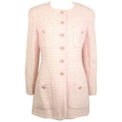 Chaqueta Chanel de tweed blanco y rosa