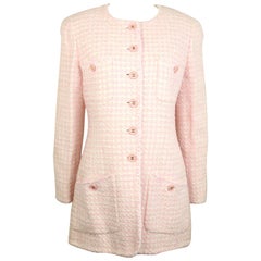 Chanel White and Pink Tweed Jacket