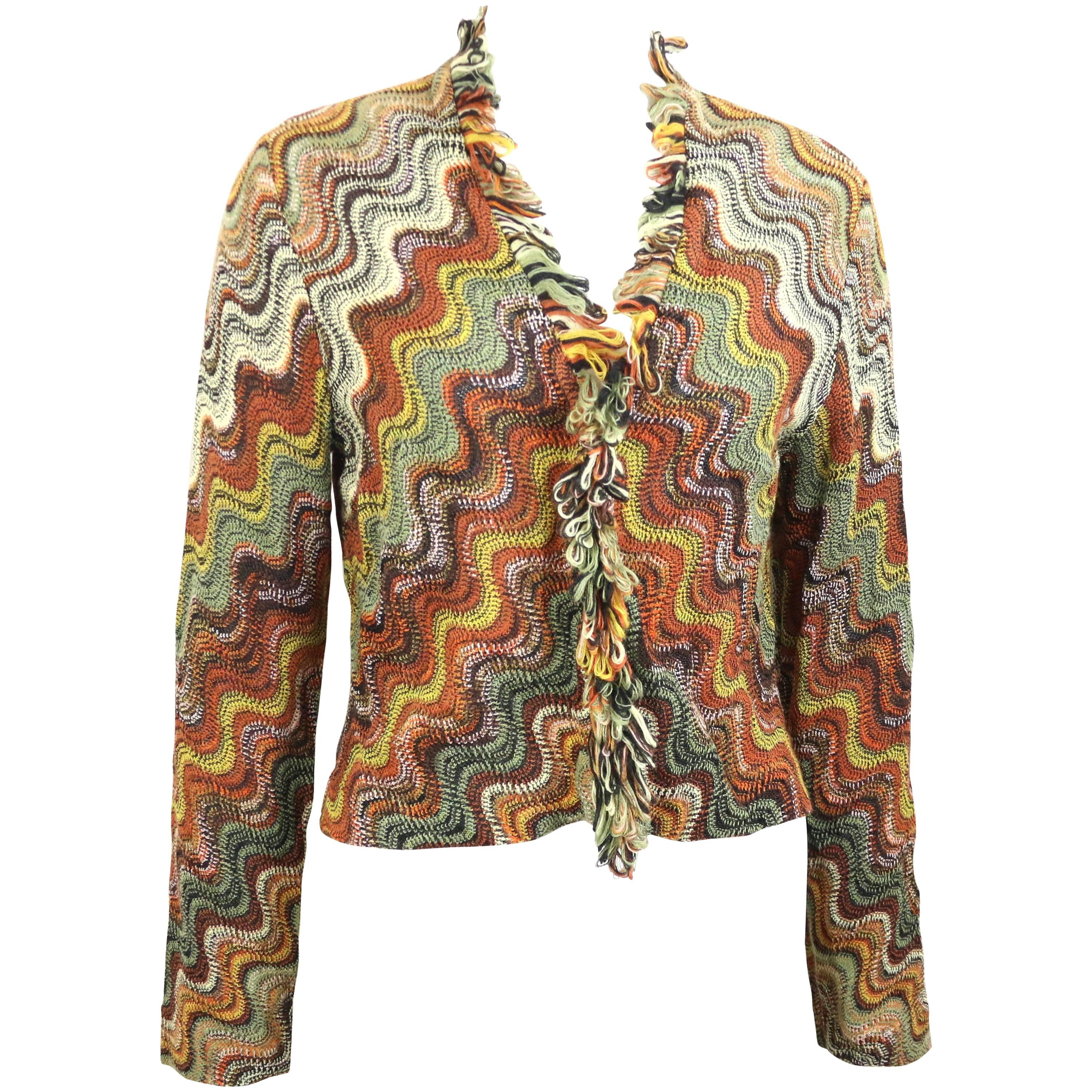 Missoni Wool Multi Colours Signature Wave Pattern Cardigan Jacket