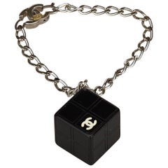 Chanel Black "CC" Resin Cube Bracelet