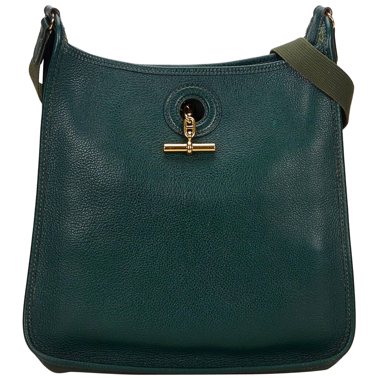 Hermes Green Leather Vespa PM Shoulder Bag