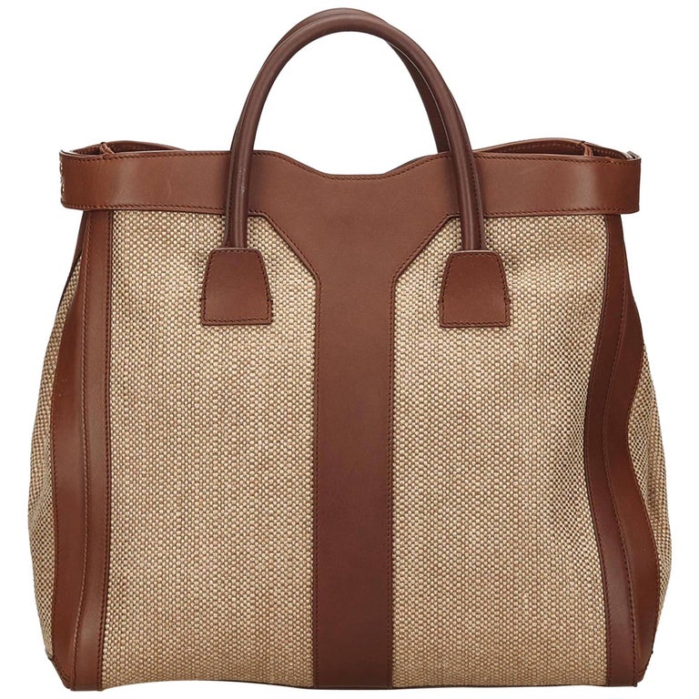 YSL Brown and Beige Woven and Linen Y Tote Bag at 1stDibs | ysl woven ...