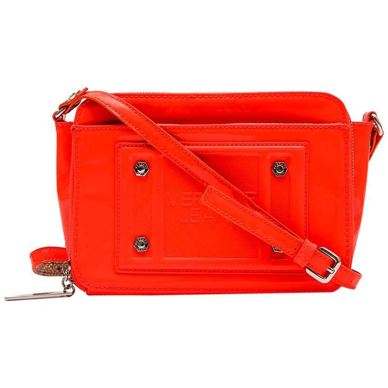Versace Jeans Bag In Neon Orange Patent Leather For At 1stdibs Versace Jeans Bag In Neon Orange Patent Leather For