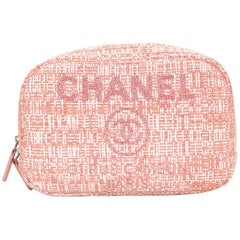 Chanel 2018 Pink Cruise Deauville Zip O-Case Travel Pouch Bag with Tag & Card