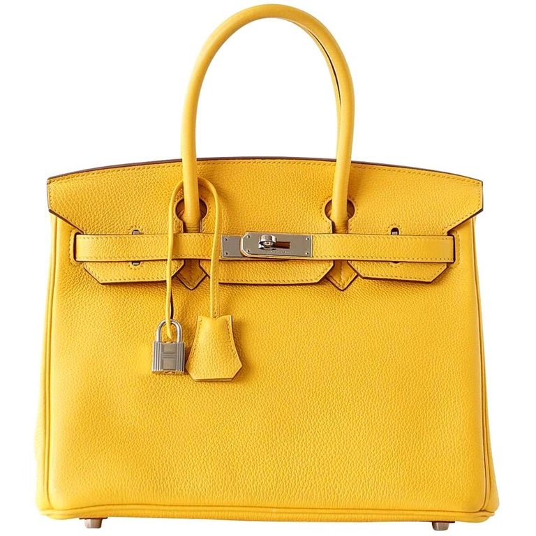  Hermes  Birkin  30 Bag  Soleil Sun Yellow  Togo Palladium 