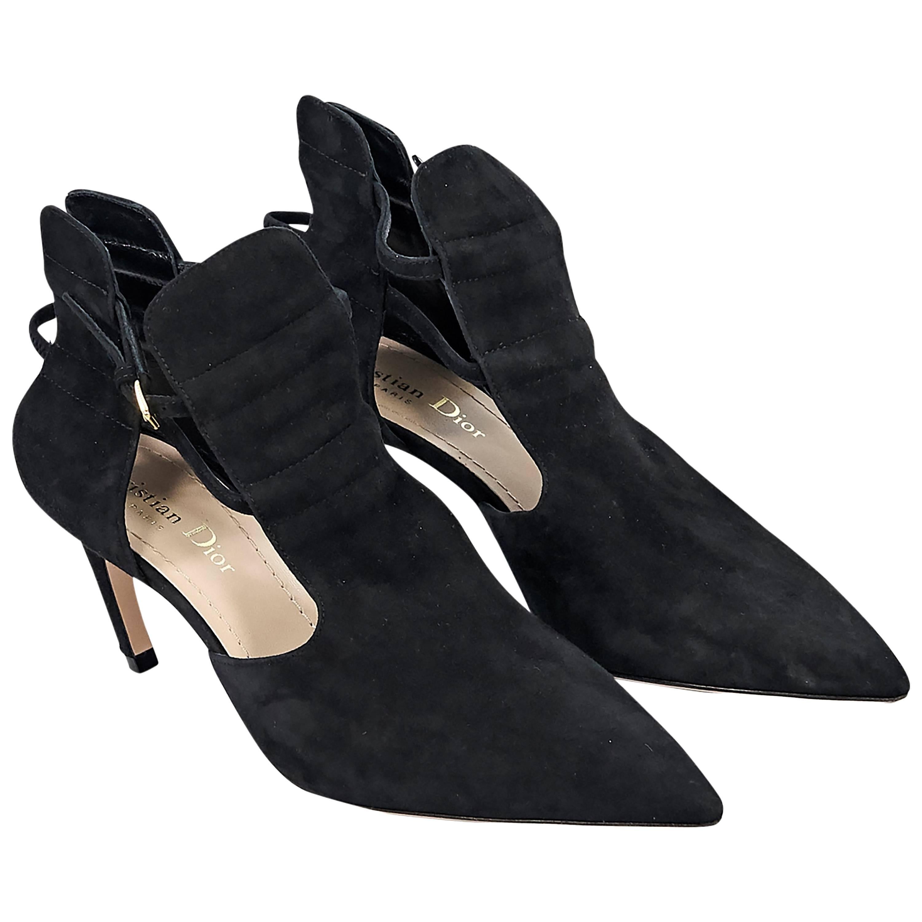 Christian Dior Black Suede Kitten Heels