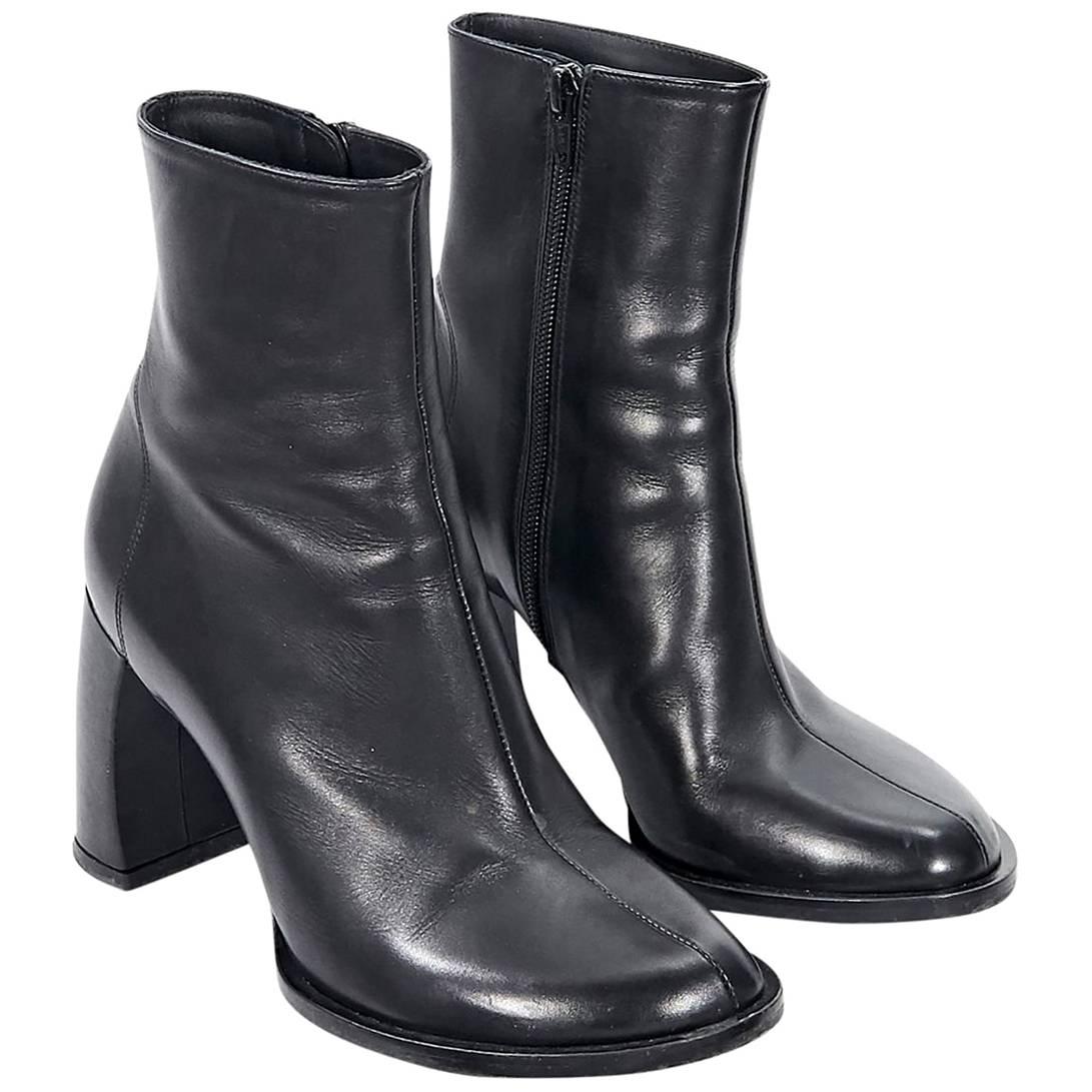 Ann Demeulemeester Black Leather Ankle Boots