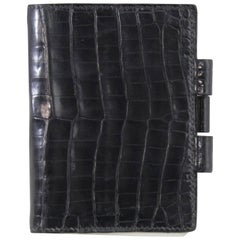 Hermes Vintage Black Croco Pocket Agenda