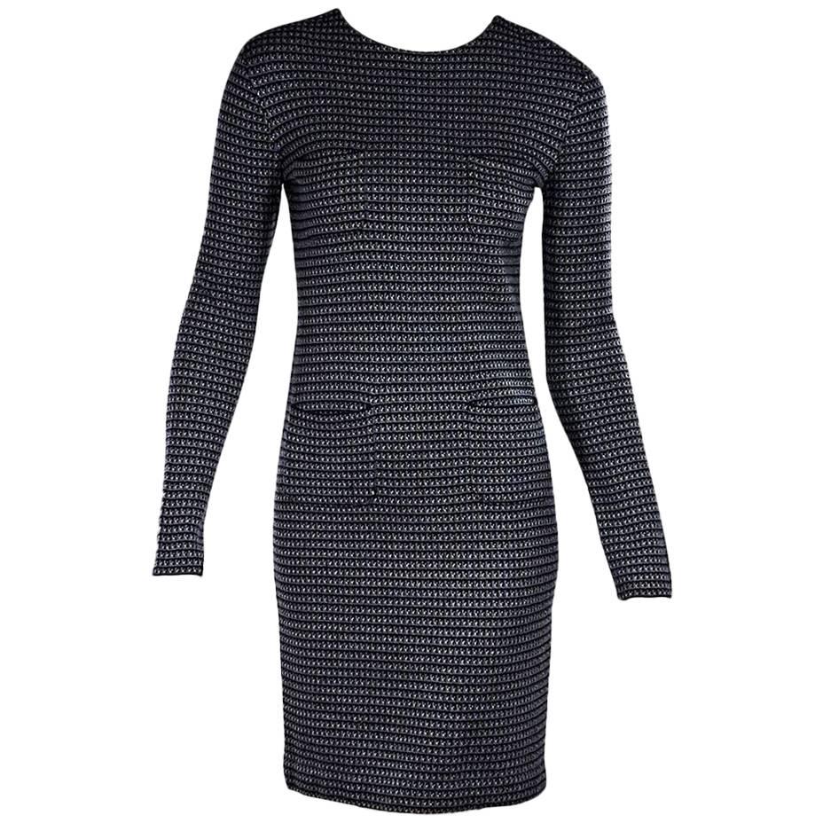 Jil Sander Blue Knit Long-Sleeve Dress