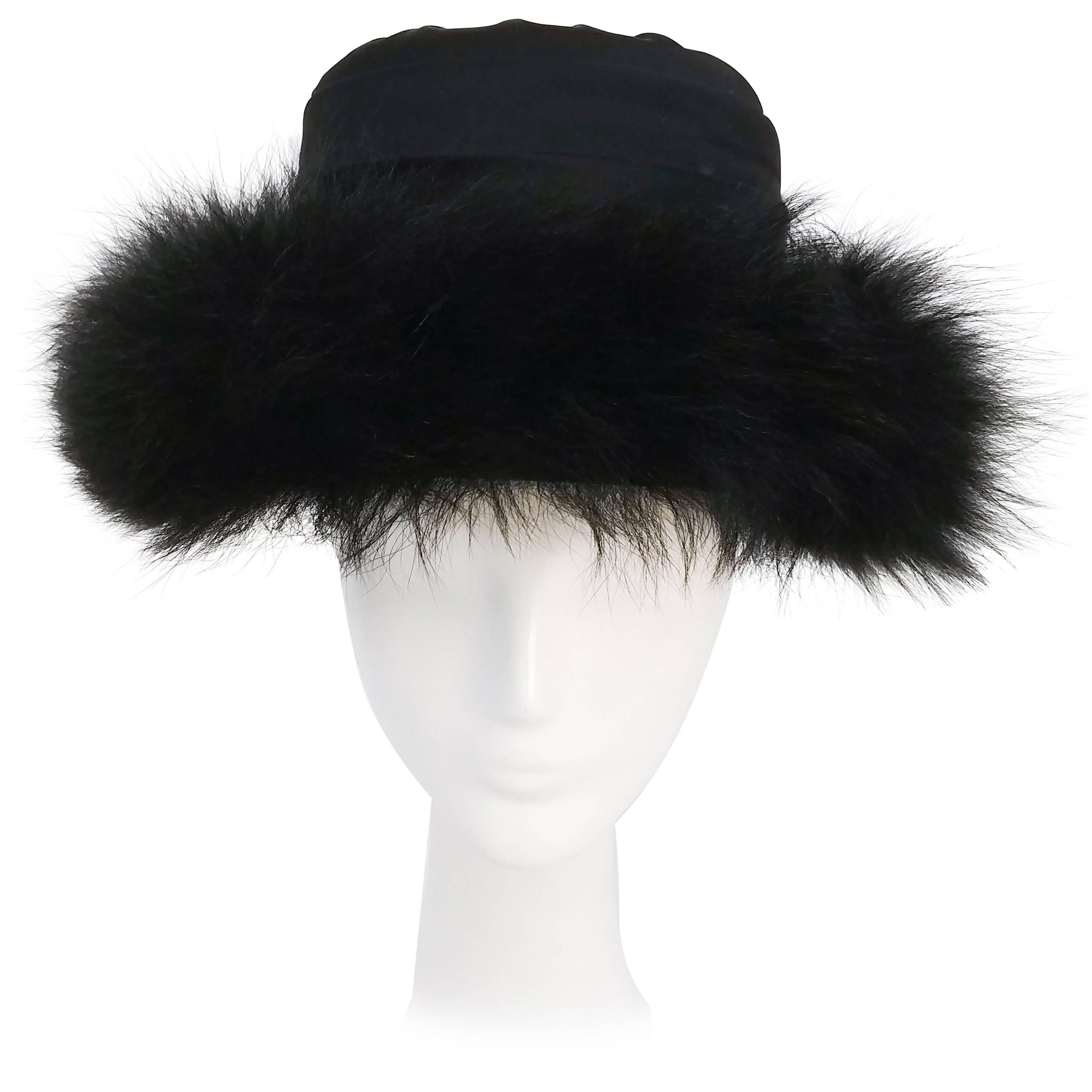 Sheep Fur Trim Black Hat, 1960s 
