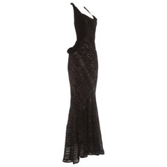 Alexander McQueen black silk and velvet bias cut evening dress, circa 2004