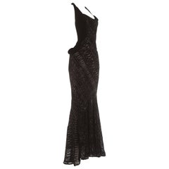 Alexander McQueen black silk and velvet bias cut evening dress, circa 2004 