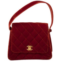 Vintage Chanel Velvet Quilted Top Handle Bag