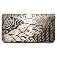 Judith Leiber Silver Faux Snakeskin Python Clutch