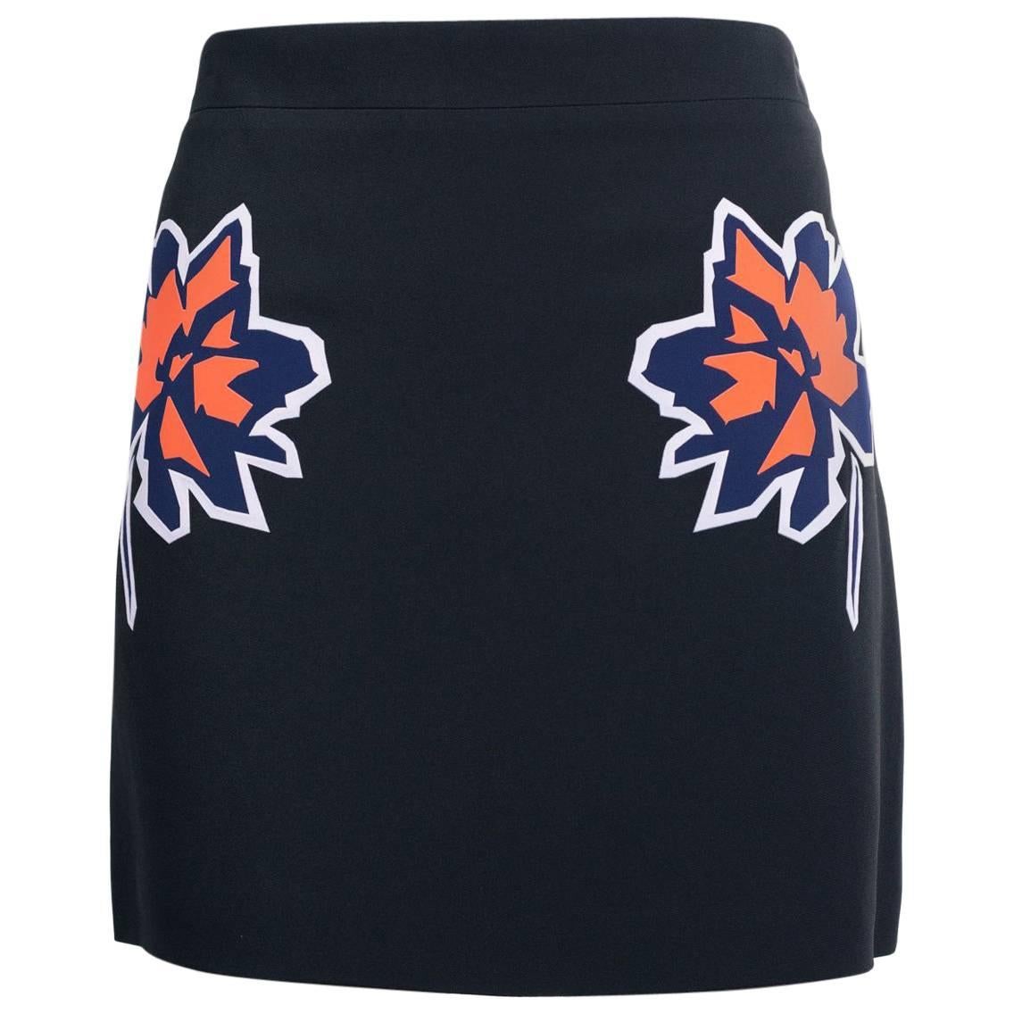 Stella McCartney Black Floral Embroidered Mini Skirts
