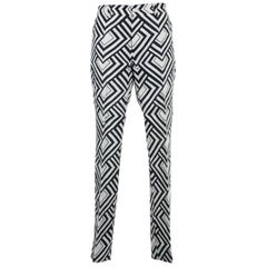 Dolce&Gabbana Men's Black & White Printed Linen Pants