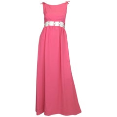 Vintage Pink 1960s Crepe Cutout Gown Dress