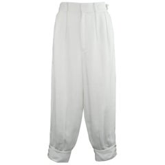 Ralph Lauren White Cotton Pleated Cropped Buccaneer Pants, Size 6 