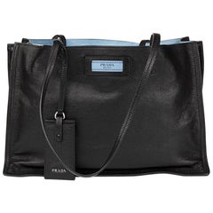 Prada Black Calfskin Leather Etiquette Tote 