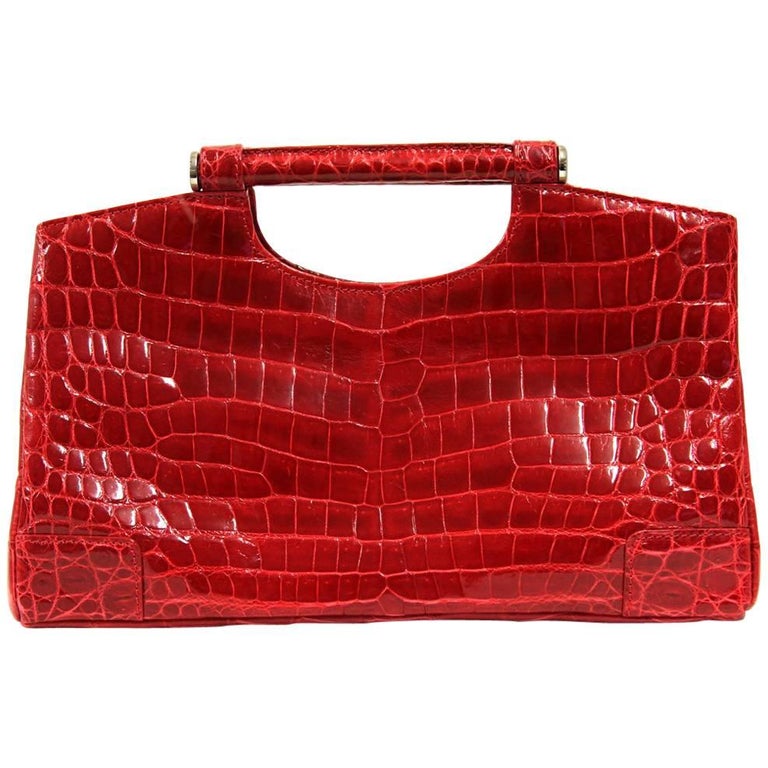 Colombo Bordeaux Crocodile Leather Vintage Bag, 2000s For Sale at 1stdibs
