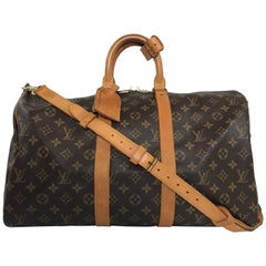 Vintage Louis Vuitton Monogram Keepall Bandoliere 45 Travel Bag