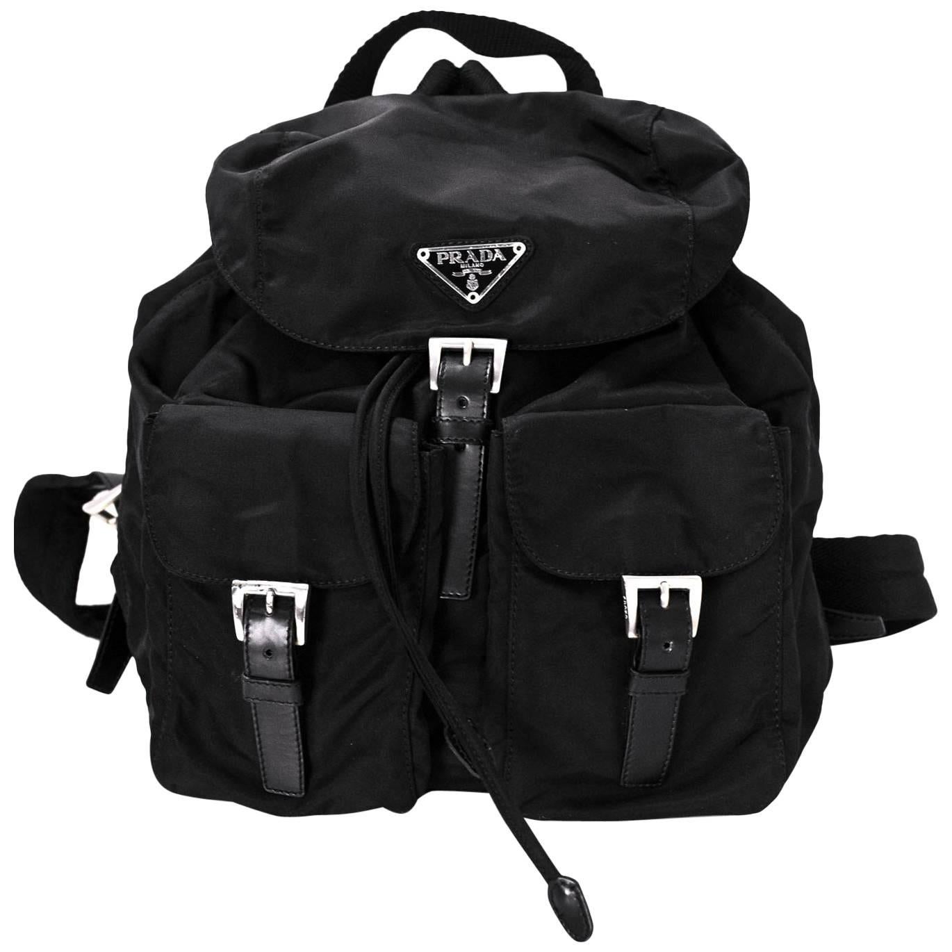 Prada Black Tessuto Backpack Bag with DB