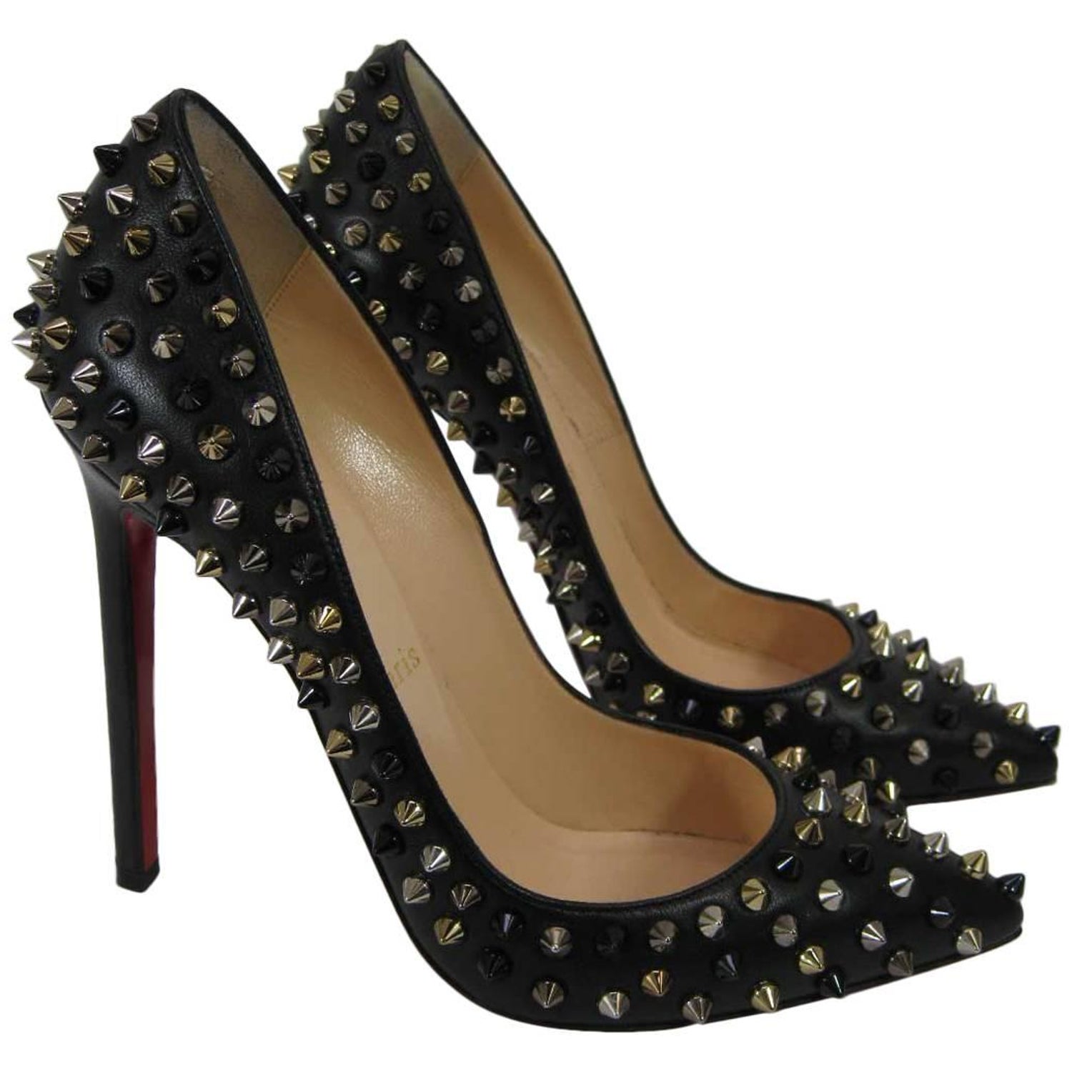 Christian Louboutin Pigalle Spikes Studded High Heels at 1stDibs |  christian louboutin studded heels, louboutin heels with studs, spiky  louboutin heels
