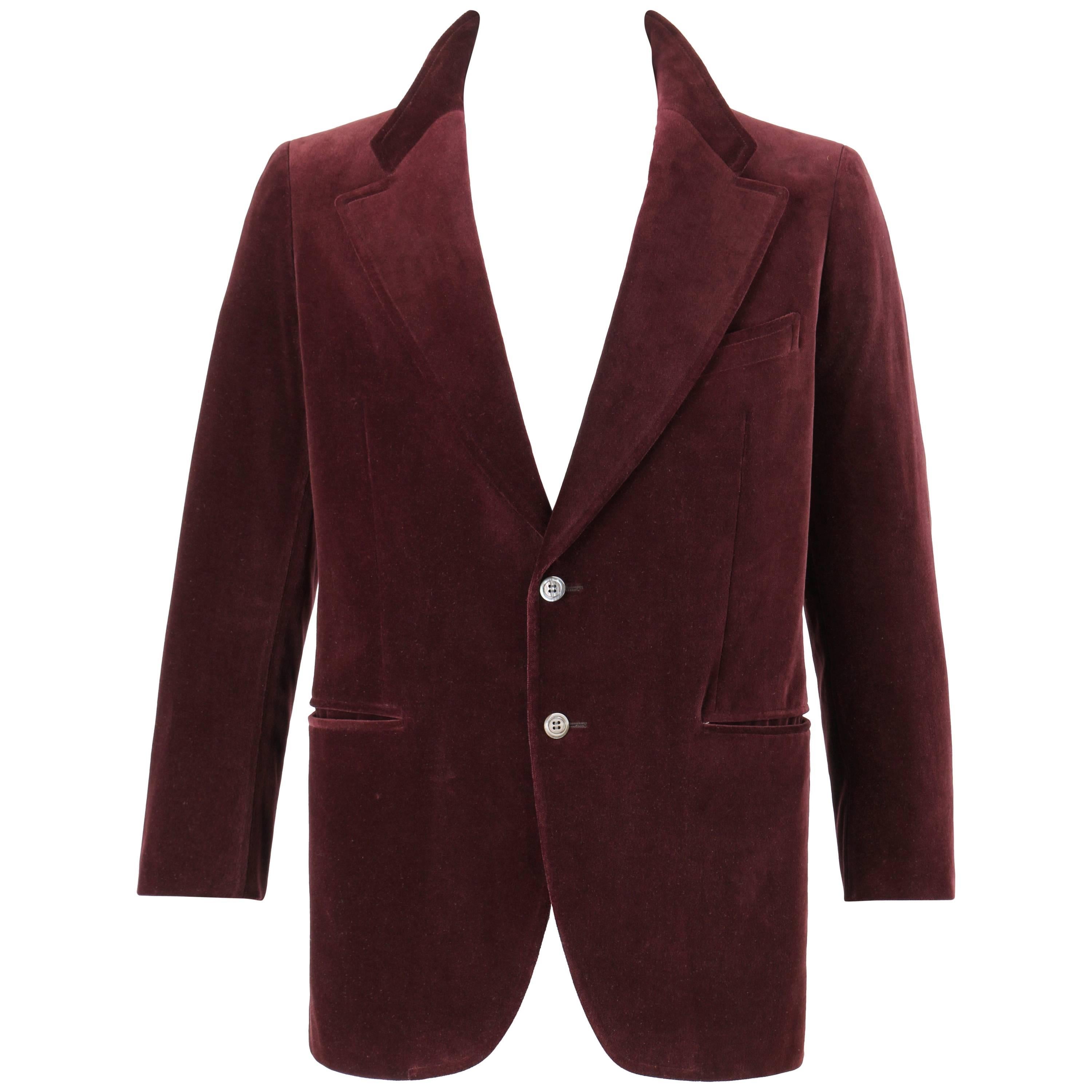 EMILIO PUCCI by Ermenegildo Zegna c.1972 Velvet Blazer w/ Signature Print Lining For Sale