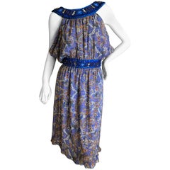 John Galliano Exquisite Jewel Embellished Silk Paisley Dress NWT