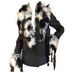 John Galliano Autumn 1995 Jacket w Detachable Elizabethan Ruffle Lace Fur Collar