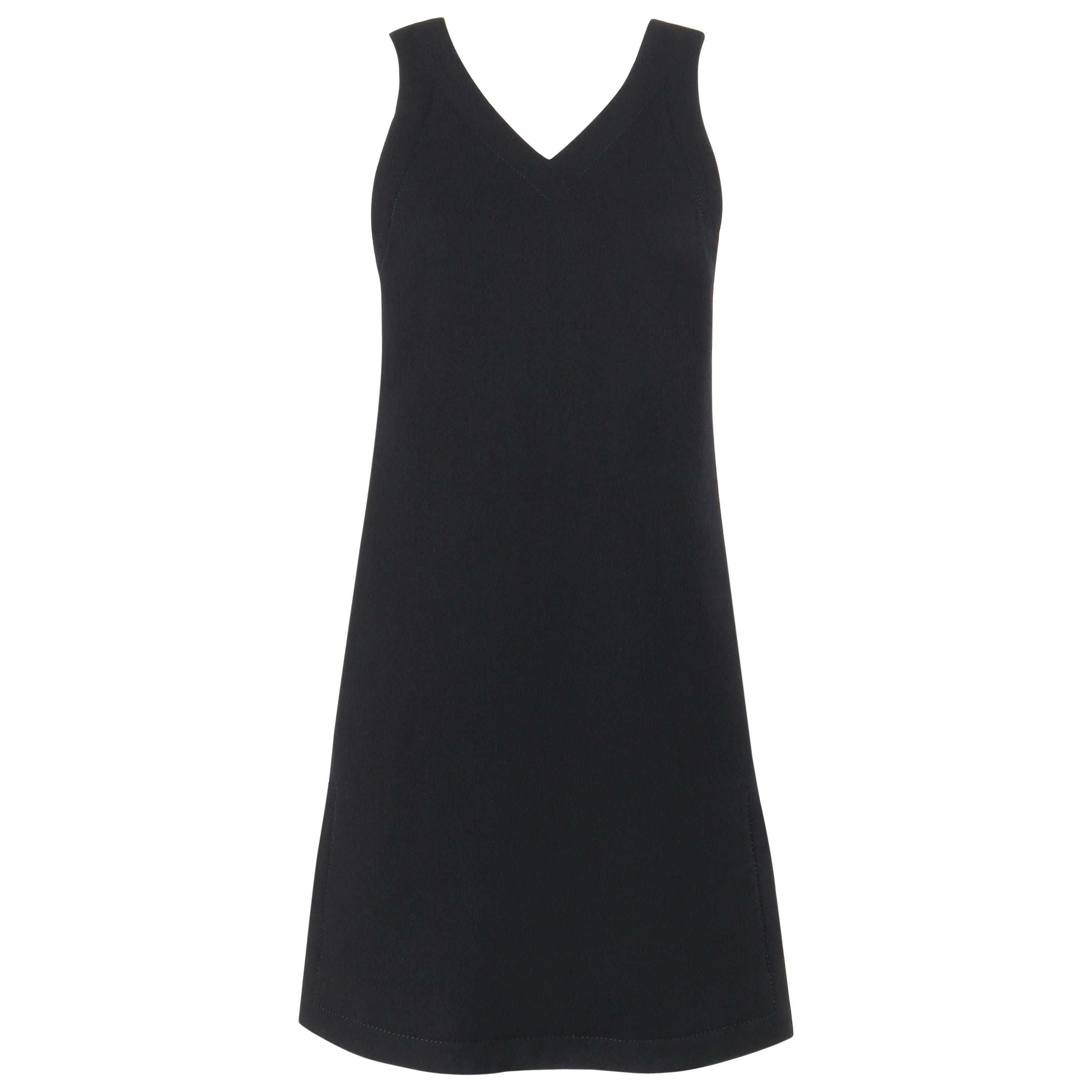 Jean Patou Navy Blue wool crepe pleated chemise day dress at 1stDibs