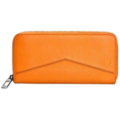 Tod's Orange Leather Zip Around Wallet with Box