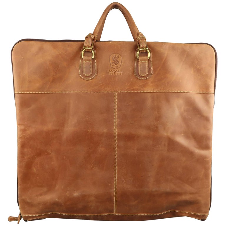 Mulholland Tan Leather Rectangular Travel Garment Bag at 1stDibs