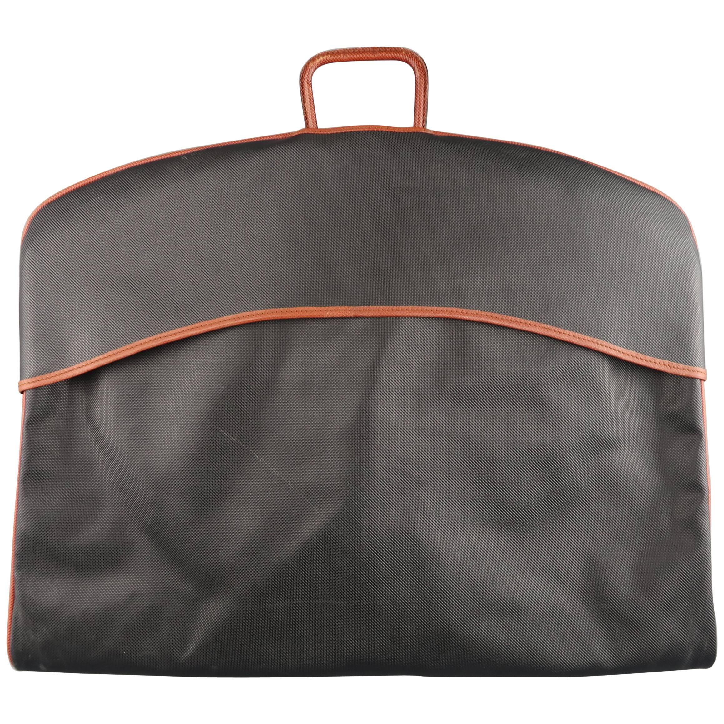 Vintage BOTTEGA VENETA Black & Brown Textured Leather Garment Bag