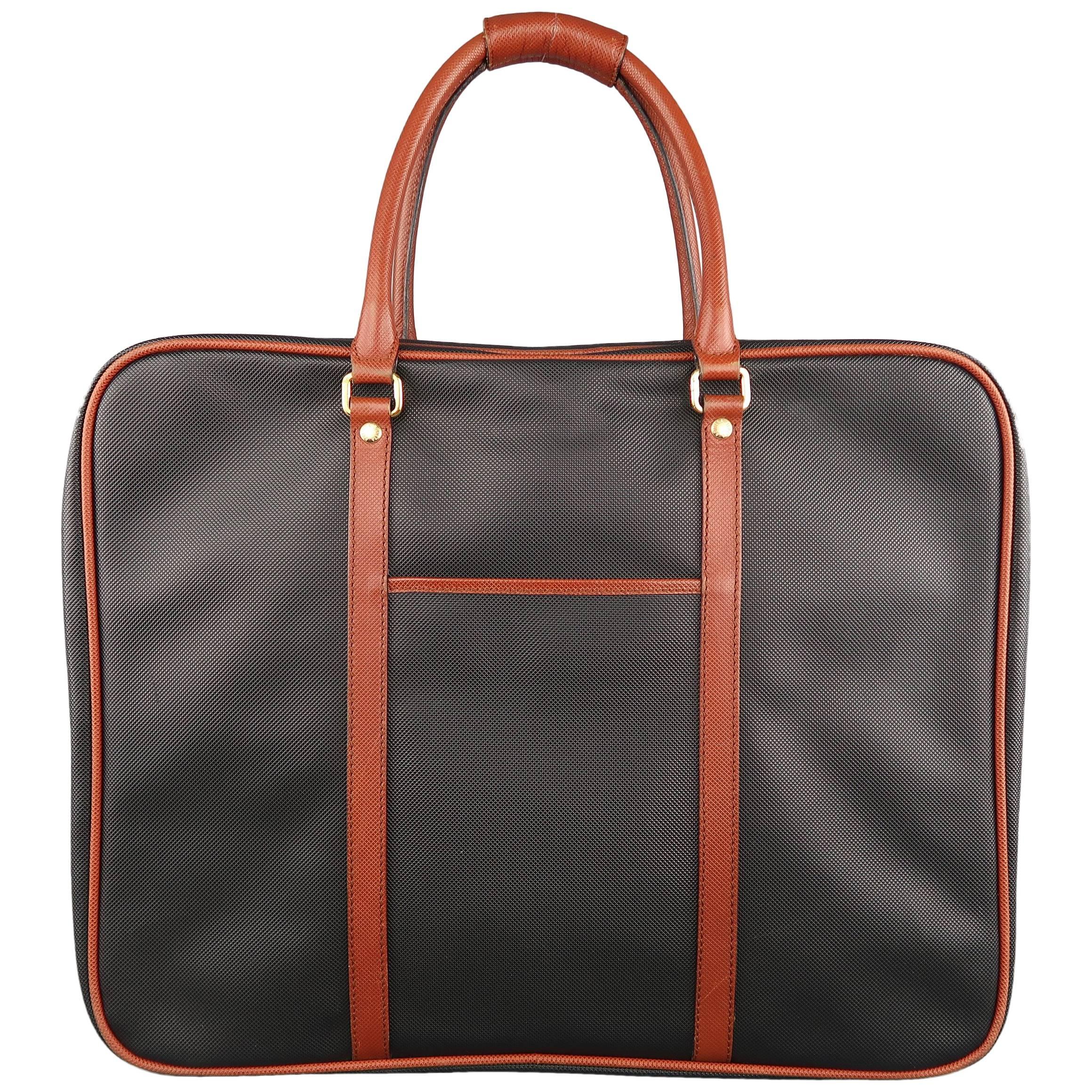 Bottega Veneta Vintage Black and Brown Textured Leather Garment Bag