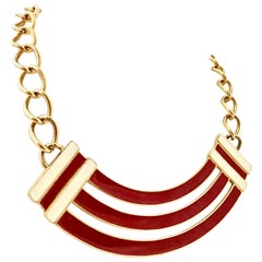 Monet Vintage Gold and Enamel Chain Link Necklace