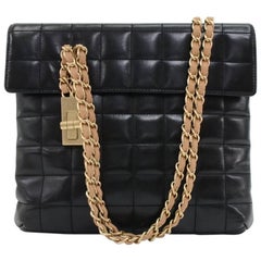 Chanel Flat Black Quilted Calfskin Leather Flap Bag