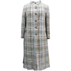 Retro Chanel Haute Couture green and brown wool tweed set, 1960s 