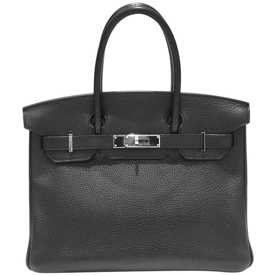 Hermes Paris Birkin 30 Black Taurillon Clemance Leather Bag, 2009