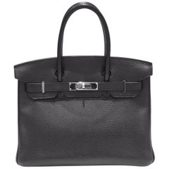 Hermes Paris Birkin 30 Black Taurillon Clemance Leather Bag, 2009