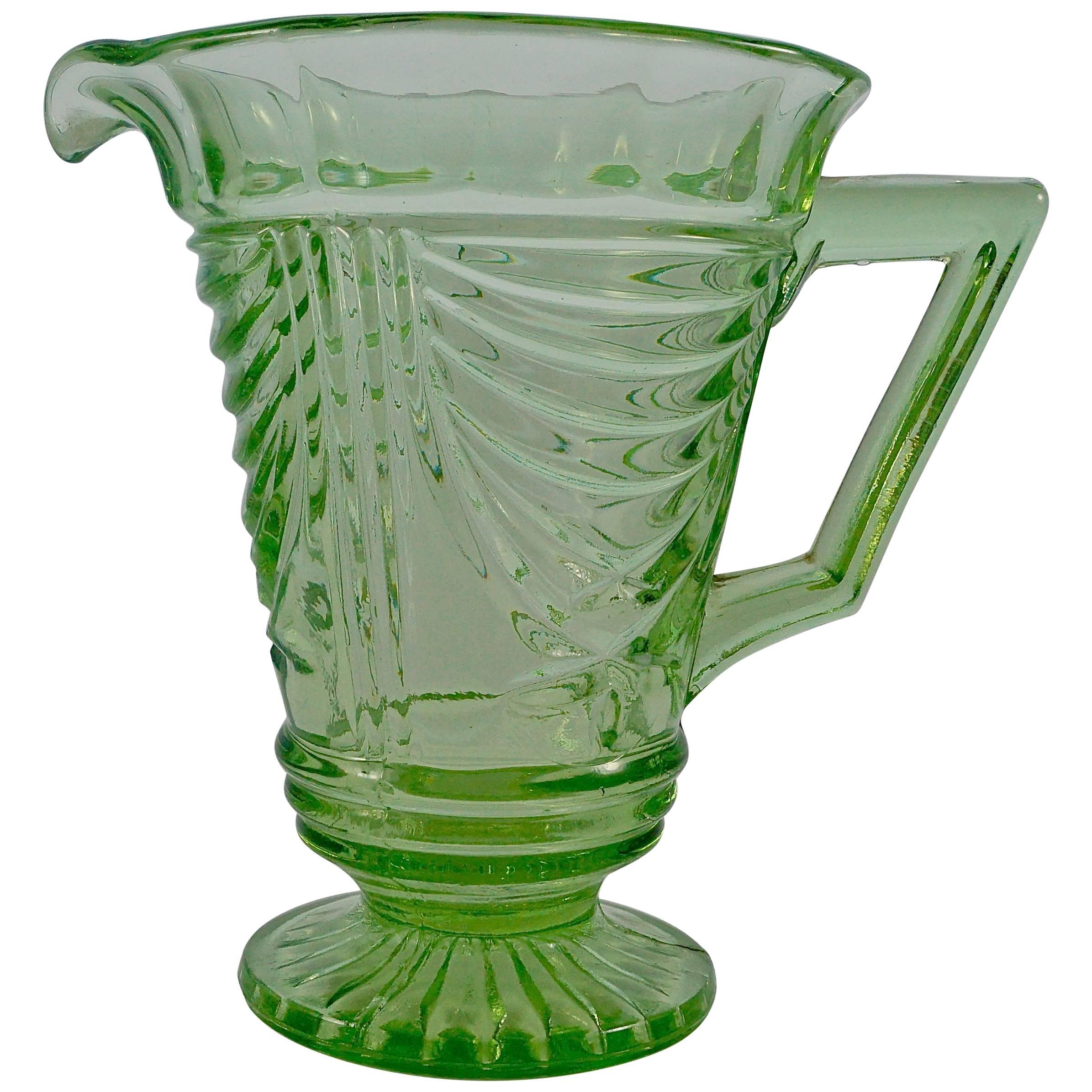 Sowerby Green Art Deco Pressed Glass Jug