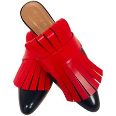 Marvelous Marni Black & Red Leather Flat Slippers