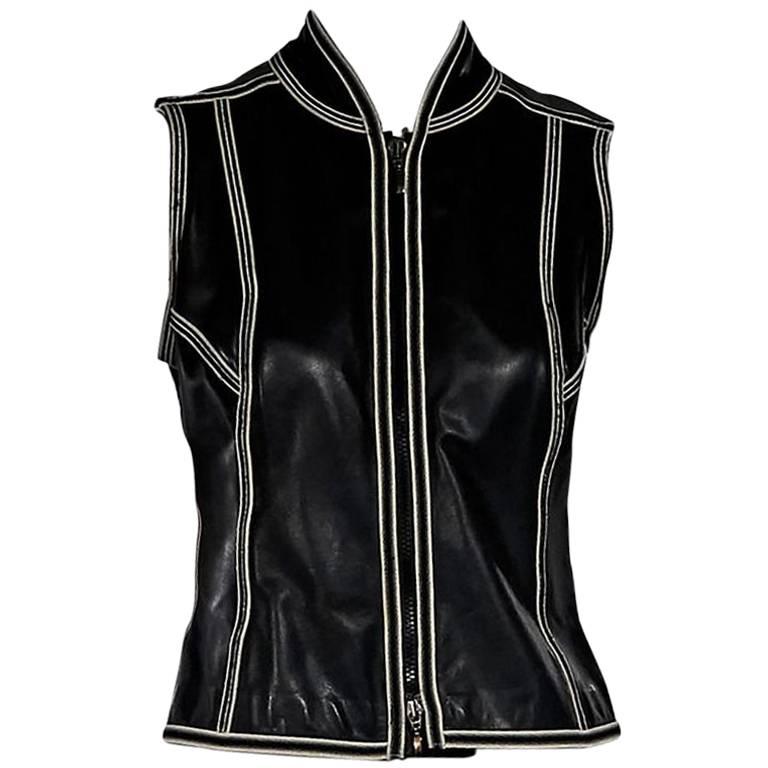 Giorgio Armani Black Leather Vest