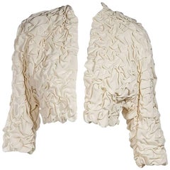 Balenciaga White Cropped Textured Jacket