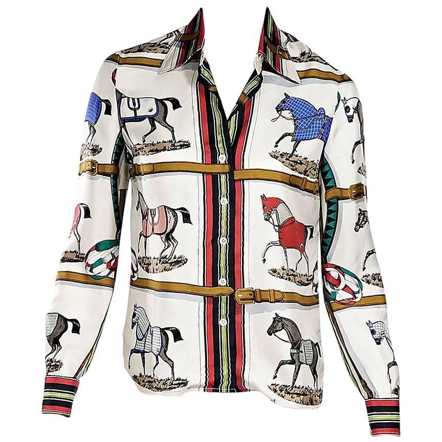 Hermes Multicolor Vintage Equestrian Blouse